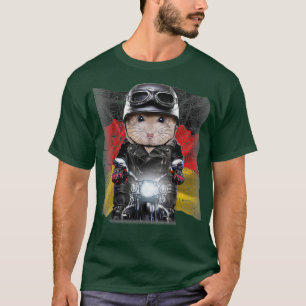 Pudding Dwarf Hamster auf Motorradflagge T-Shirt