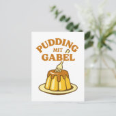 Pudding Mit Gabel Lustiges Design Postkarte (Stehend Vorderseite)