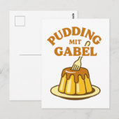 Pudding Mit Gabel Lustiges Design Postkarte (Vorne/Hinten)