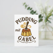 Pudding Mit Gabel Lustiges Design Postkarte (Stehend Vorderseite)
