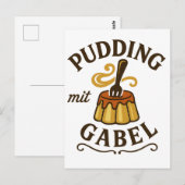 Pudding Mit Gabel Lustiges Design Postkarte (Vorne/Hinten)