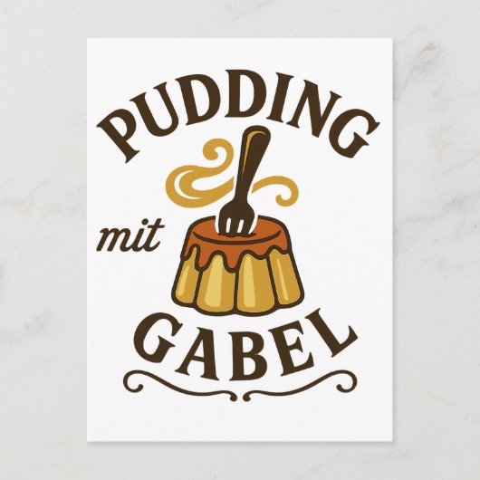 Pudding Mit Gabel Lustiges Design Postkarte (Vorderseite)