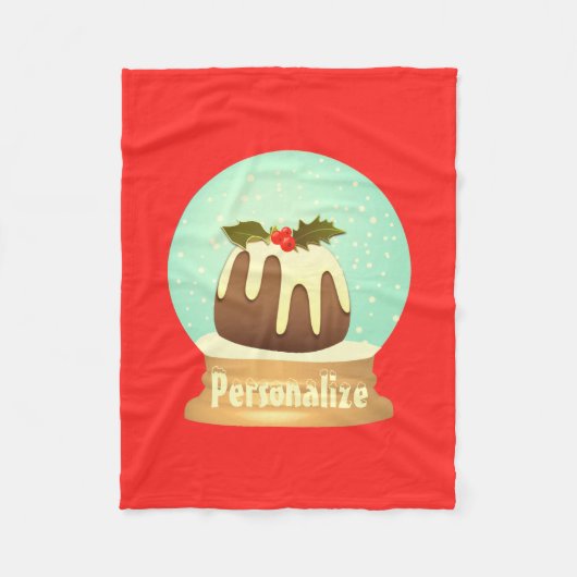 Pudding Schneeglobe Winterkuchen rot grün Fleecedecke (Vorderseite)