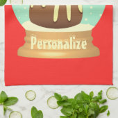 Pudding Schneeglobe Winterkuchen rot grün Geschirrtuch (Gefaltet)