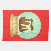 Pudding Schneeglobe Winterkuchen rot grün Geschirrtuch (Horizontal)
