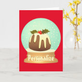 Pudding Schneeglobe Winterkuchen rot grün Karte (Gelbe Blume)