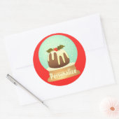 Pudding Schneeglobe Winterkuchen rot grün Runder Aufkleber (Umschlag)