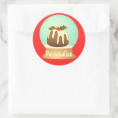 Pudding Schneeglobe Winterkuchen rot grün Runder Aufkleber (Tasche)