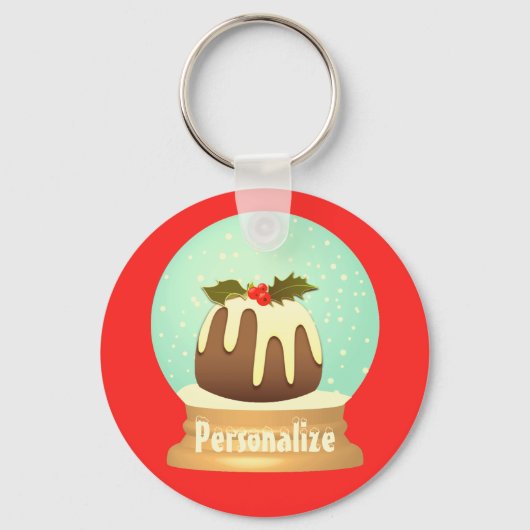 Pudding Schneeglobe Winterkuchen rot grün Schlüsselanhänger (Vorderseite)