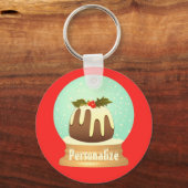 Pudding Schneeglobe Winterkuchen rot grün Schlüsselanhänger (Vorderseite)