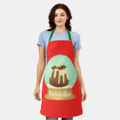 Pudding Schneeglobe Winterkuchen rot grün Schürze (Getragen)