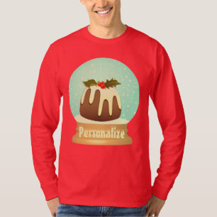 Pudding Schneeglobe Winterkuchen rot grün T-Shirt
