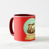 Pudding Schneeglobe Winterkuchen rot grün Tasse (Vorderseite Links)
