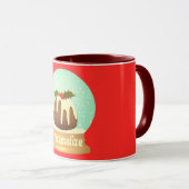 Pudding Schneeglobe Winterkuchen rot grün Tasse (VorderseiteRechts)