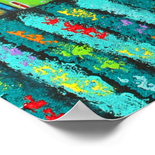 Puddle Jumping Elephant Art Poster (Ecke)