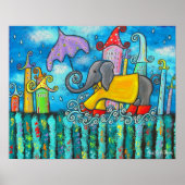Puddle Jumping Elephant Art Poster (Vorne)