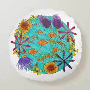 Puddle mit Blume Rundes Kissen