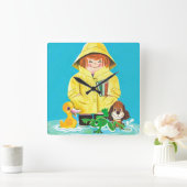 Puddles of Fun Quadratische Wanduhr (Zuhause)