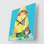 Puddles of Fun Quadratische Wanduhr (Winkel)