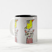 Puddy Cat & Canary 11 oz Mug Zweifarbige Tasse (Vorderseite Links)