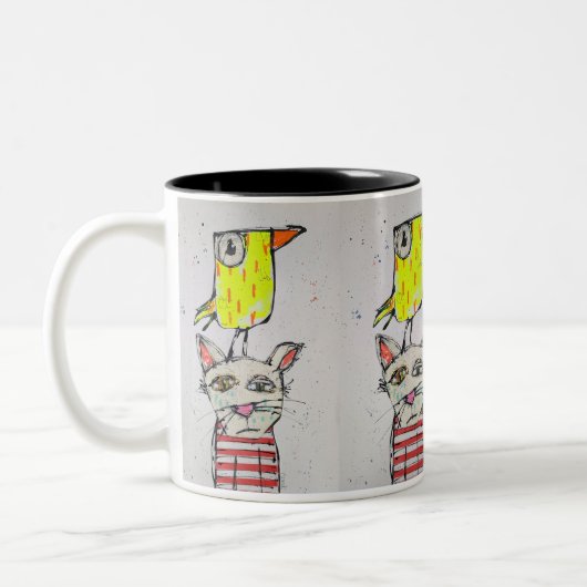 Puddy Cat & Canary 11 oz Mug Zweifarbige Tasse (Links)