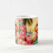 Pudel am Strand Kaffeetasse (Mittel)