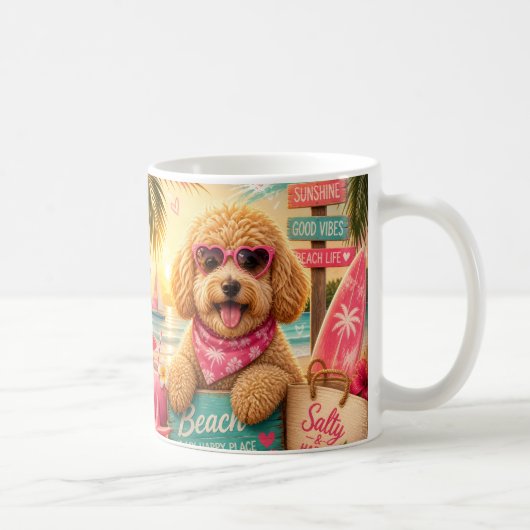 Pudel am Strand Kaffeetasse (Rechts)