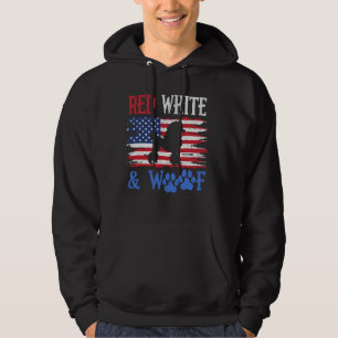 Pudel Amerikanische Flagge USA Rot Weiß & Woof 4. Hoodie