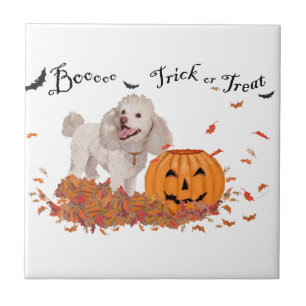 Pudel an Halloween Fliese
