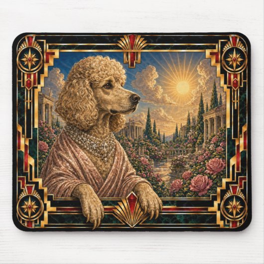 Pudel, Art Deco Hund Mousepad (Vorne)