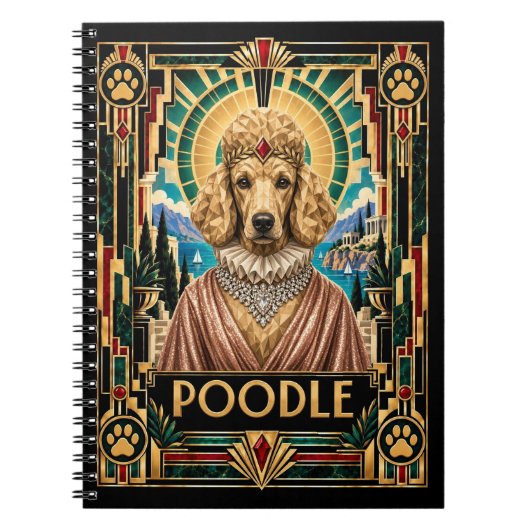 Pudel, Art Deco Hund Notizblock (Vorderseite)