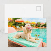 Pudel auf Liegestuhl Postkarte (Vorne/Hinten)