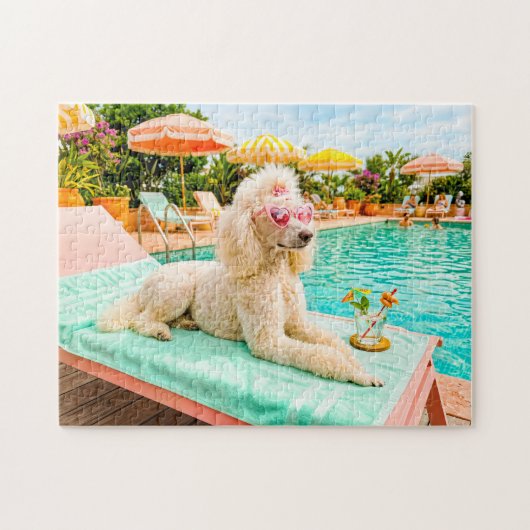 Pudel auf Liegestuhl Puzzle (Horizontal)