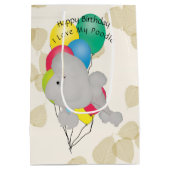 Pudel auf TAN-Blätter mit Ballonen Mittlere Geschenktüte (Rückseite)