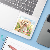 Pudel-Aufkleber – Wasserfarben-Design Aufkleber (Laptop mit iPhone)