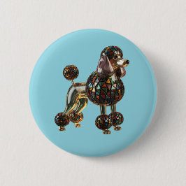 Pudel-Buntglas-Knopf Button