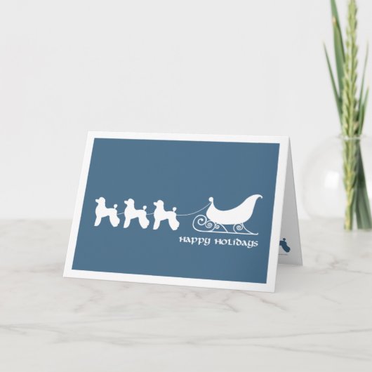 Pudel, die Sankt Pferdeschlitten ziehen Feiertagskarte (Vorderseite)