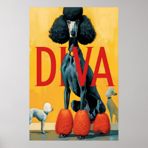 Pudel-Diva-Kunstposter Vintage-inspirierte Hundewa Poster