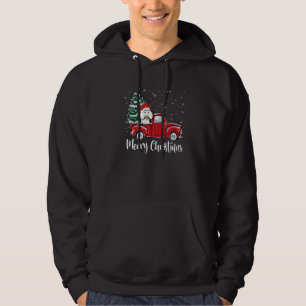 Pudel fährt auf rotem Lastwagen Weihnachtsbaum Xma Hoodie