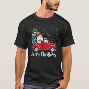 Pudel fährt mit rotem Lastwagen Weihnachtsbaum Xma T-Shirt