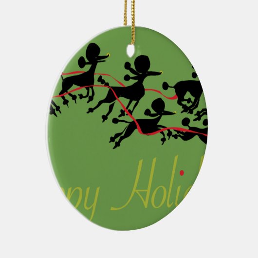 Pudel-Feiertagskarte Keramikornament (Rechts)