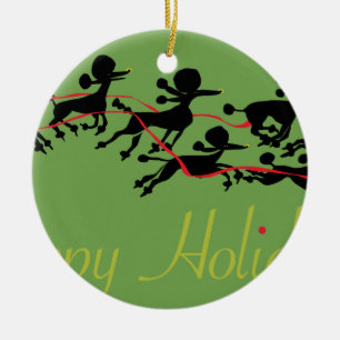 Pudel-Feiertagskarte Keramikornament