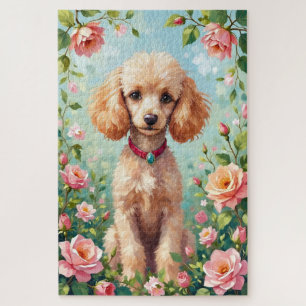 Pudel Frühlingsgarten Floral Eleganter Hund Puzzle
