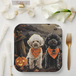 Pudel Halloween Gruselig Pappteller