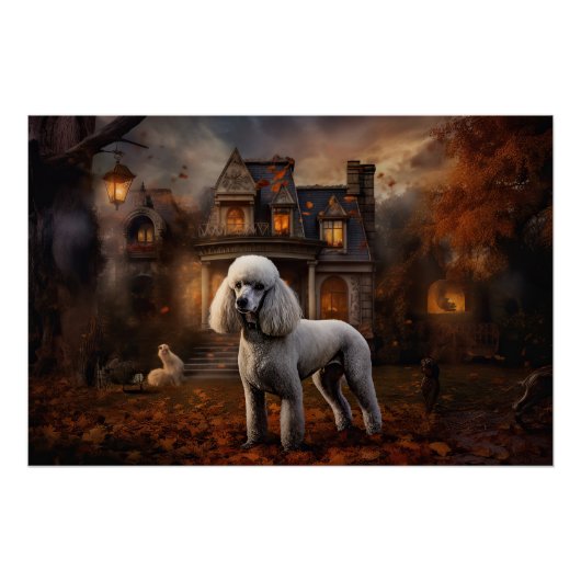 Pudel Halloween Gruselig Poster (Vorderseite)