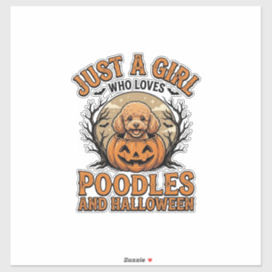 Pudel Halloween Mädchen Vintage Kürbis Hund Shirt Aufkleber