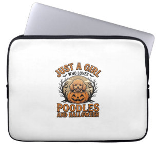 Pudel Halloween Mädchen Vintage Kürbis Hund Shirt  Laptopschutzhülle