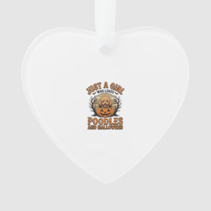 Pudel Halloween Mädchen Vintage Kürbis Hund Shirt  Ornament