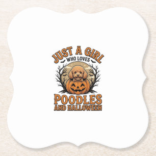 Pudel Halloween Mädchen Vintage Kürbis Hund Shirt  Untersetzer