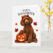 Pudel Halloween Teufelshund Karte (Gelbe Blume)